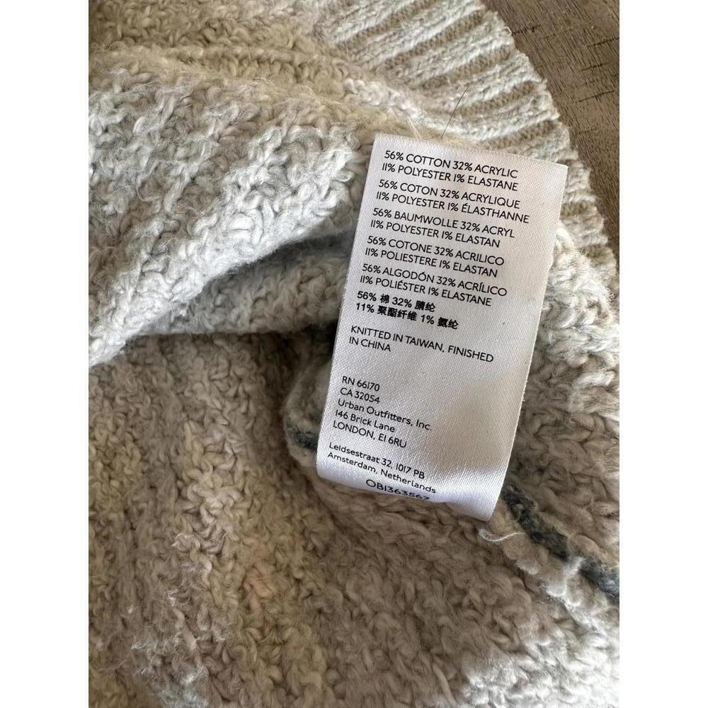 Pilcro Anthropologie Spotted Turtleneck Sweater Cream & Blue Women XS Oversized - Picture 8 of 13